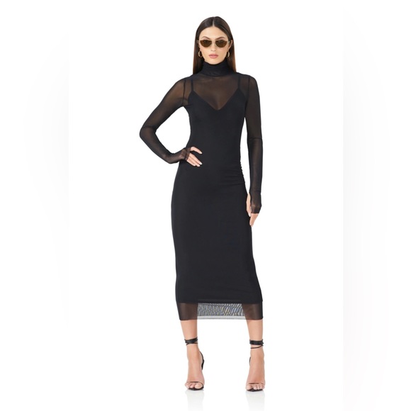 AFRM ~ Shailene Mesh Dress in Black - Picture 8 of 9